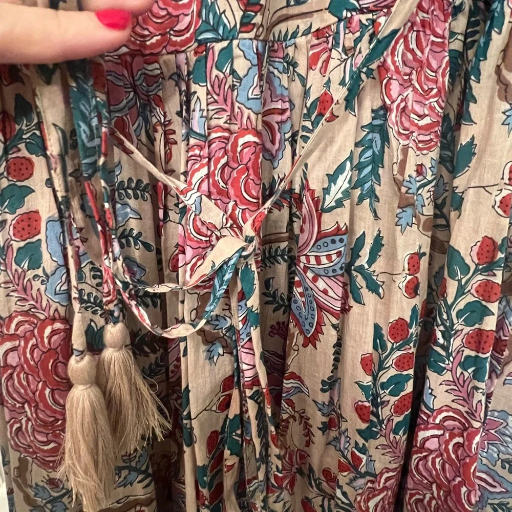 For Love And Lemons Pink and Blue Floral Wrap Maxi Dress - Picture 13 of 14